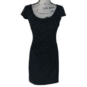 ANN TAYLOR animal print side-gathered short sleeve dress 2‎